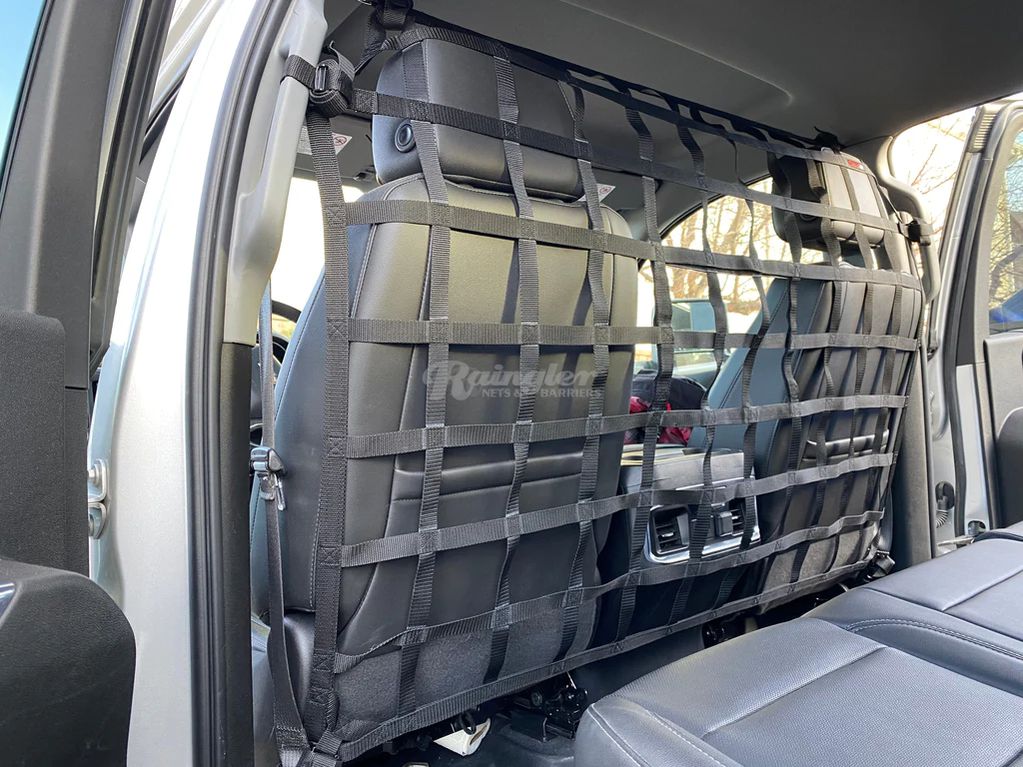 2014 - Newer Chevrolet Silverado 1500 Crew Cab / Double Cab Behind Front Seats Barrier Divider Net-Raingler