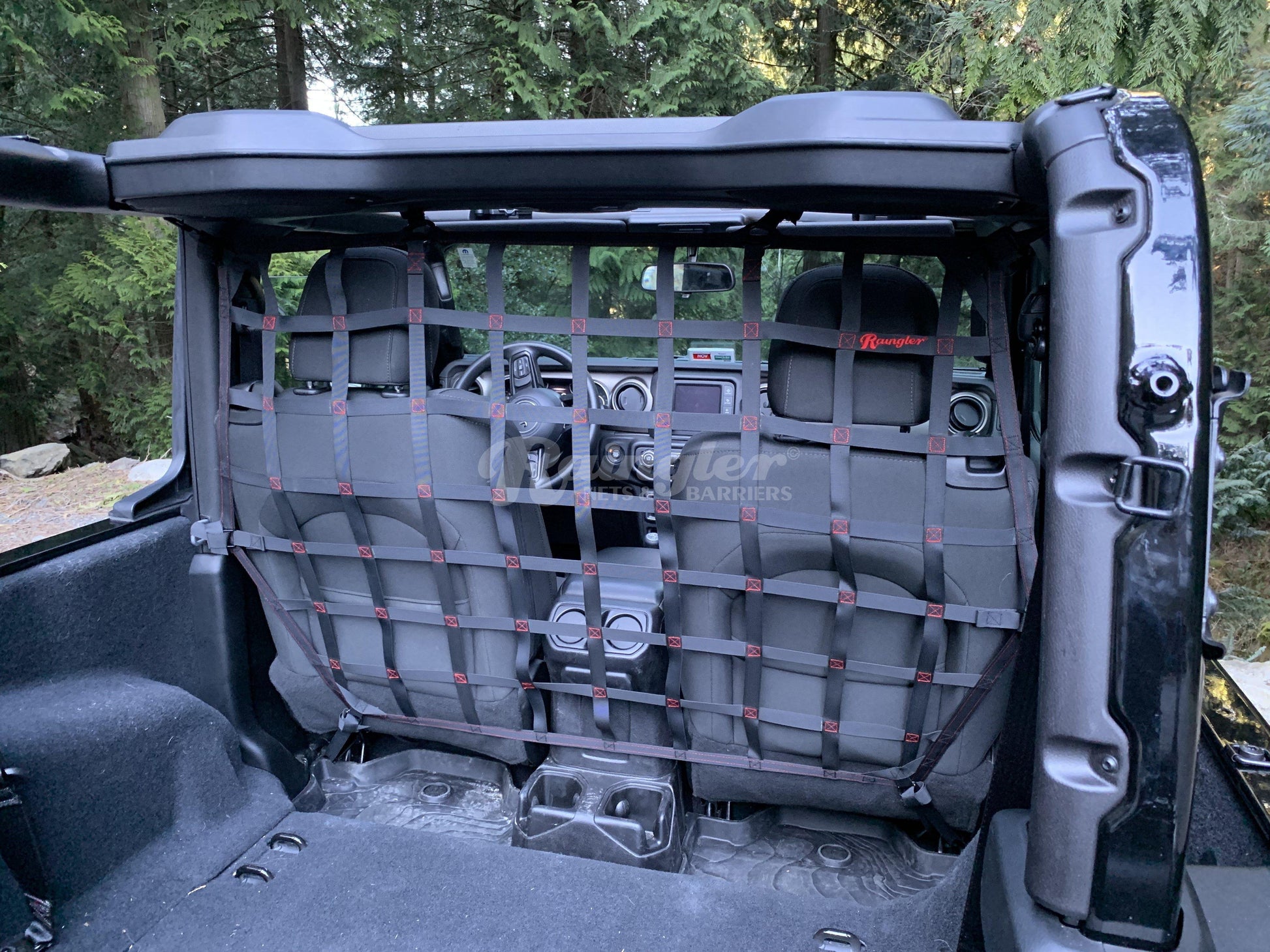 2018 - Newer Jeep Wrangler JL 2 Door Behind Front Seats Full Height Barrier Divider Net-Raingler