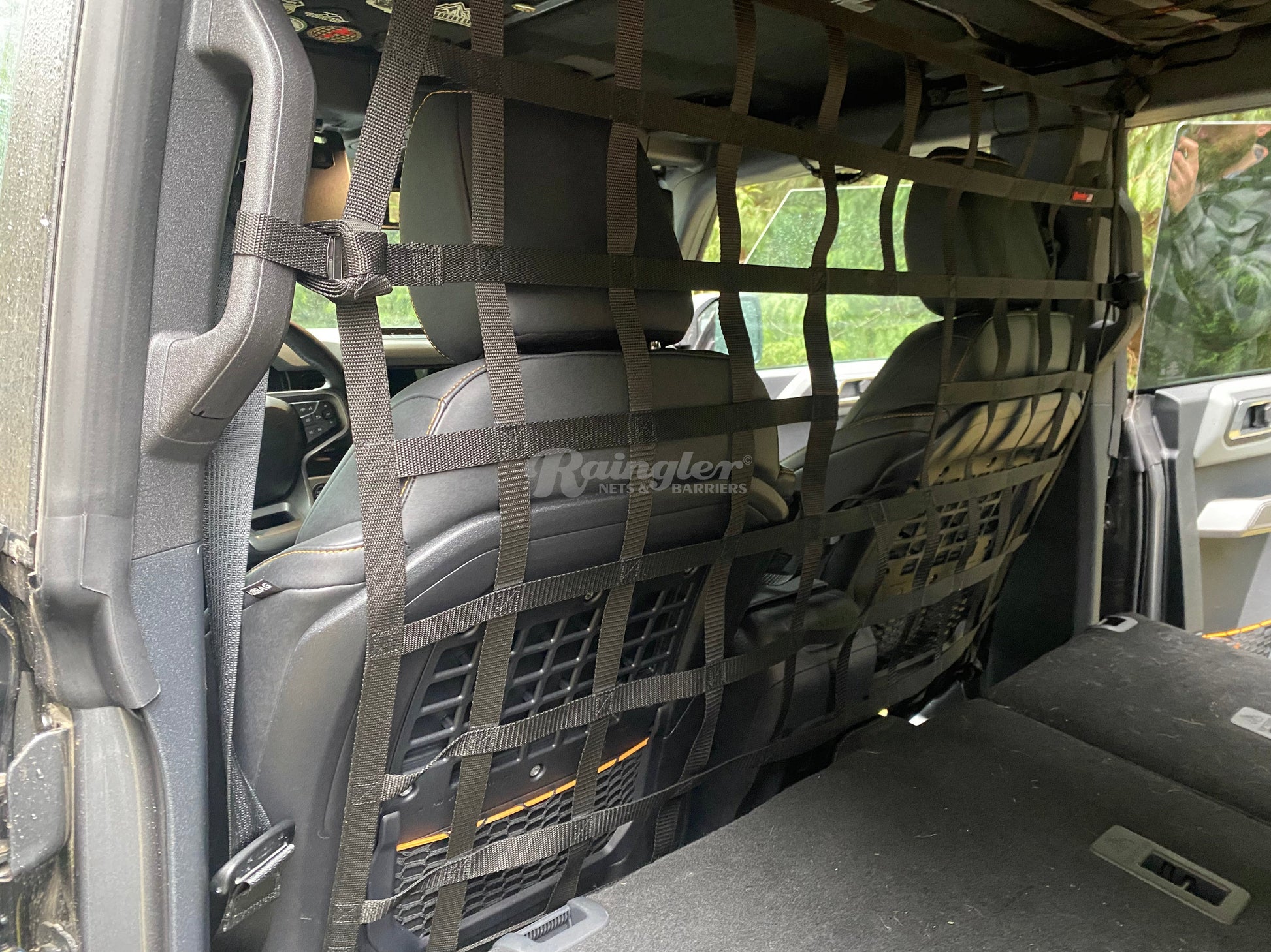 2021 - Newer Ford Bronco 4 door Behind Front Seats Barrier Divider Net-Raingler